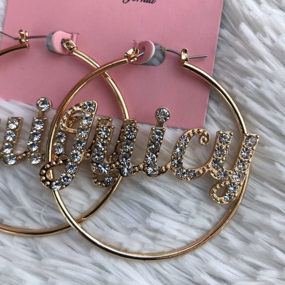 NWT Juicy Couture earrings hoop earrings gold tone - Picture 3 of 3